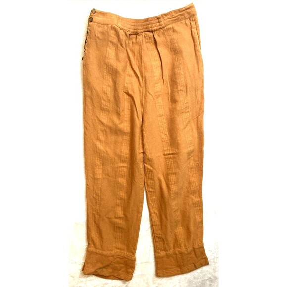Free People Small 28X 23 Womens Mustart Pants Capris Side Buttons Wide Leg - Picture 2 of 8
